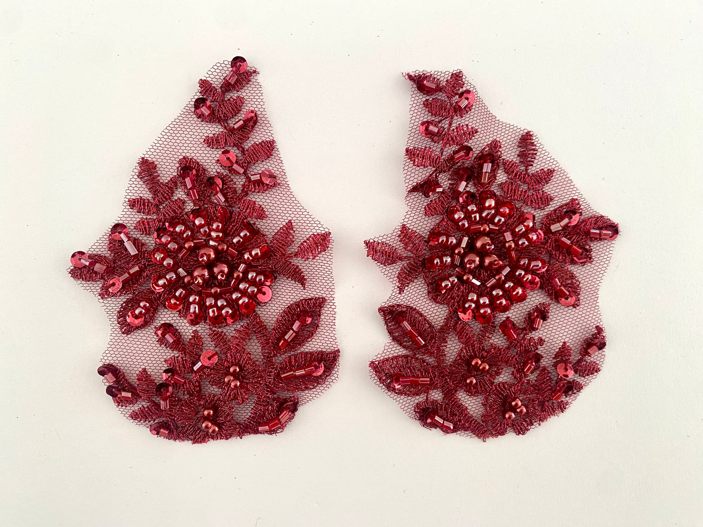 Burgundy Beaded Applique #5 - BL#22