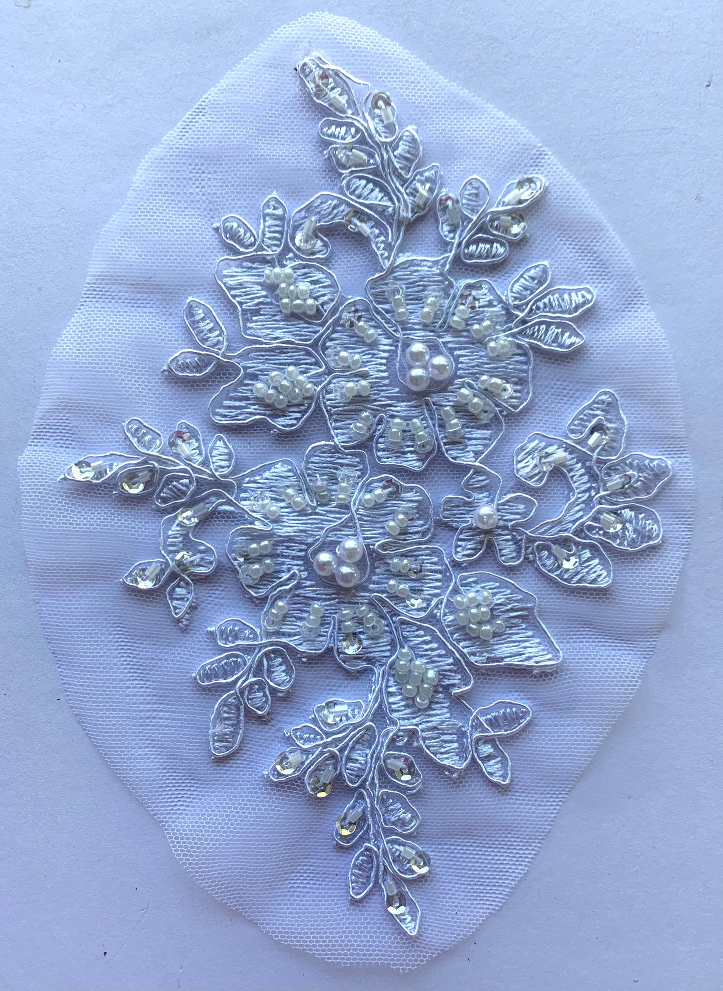 White Beaded Applique- #4 - BL#8