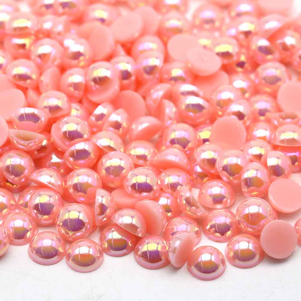 Peach Pink AB - 1/2 Pearls