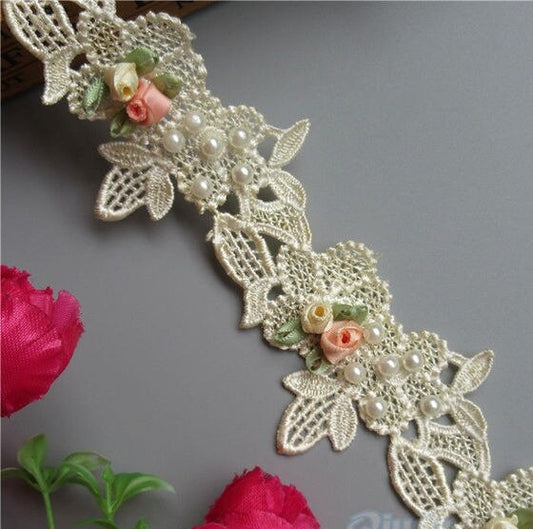 Pearl Flower Trim- Cream #PFT4