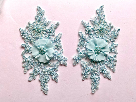 Pale Blue Beaded Appliqué #1 - BL#15