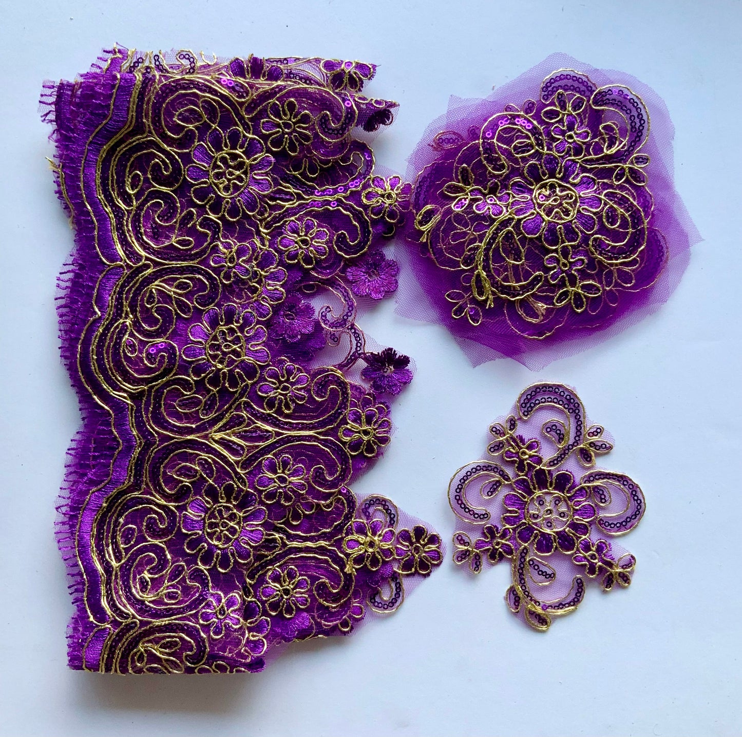 Lily Lace Border Trim- Purple