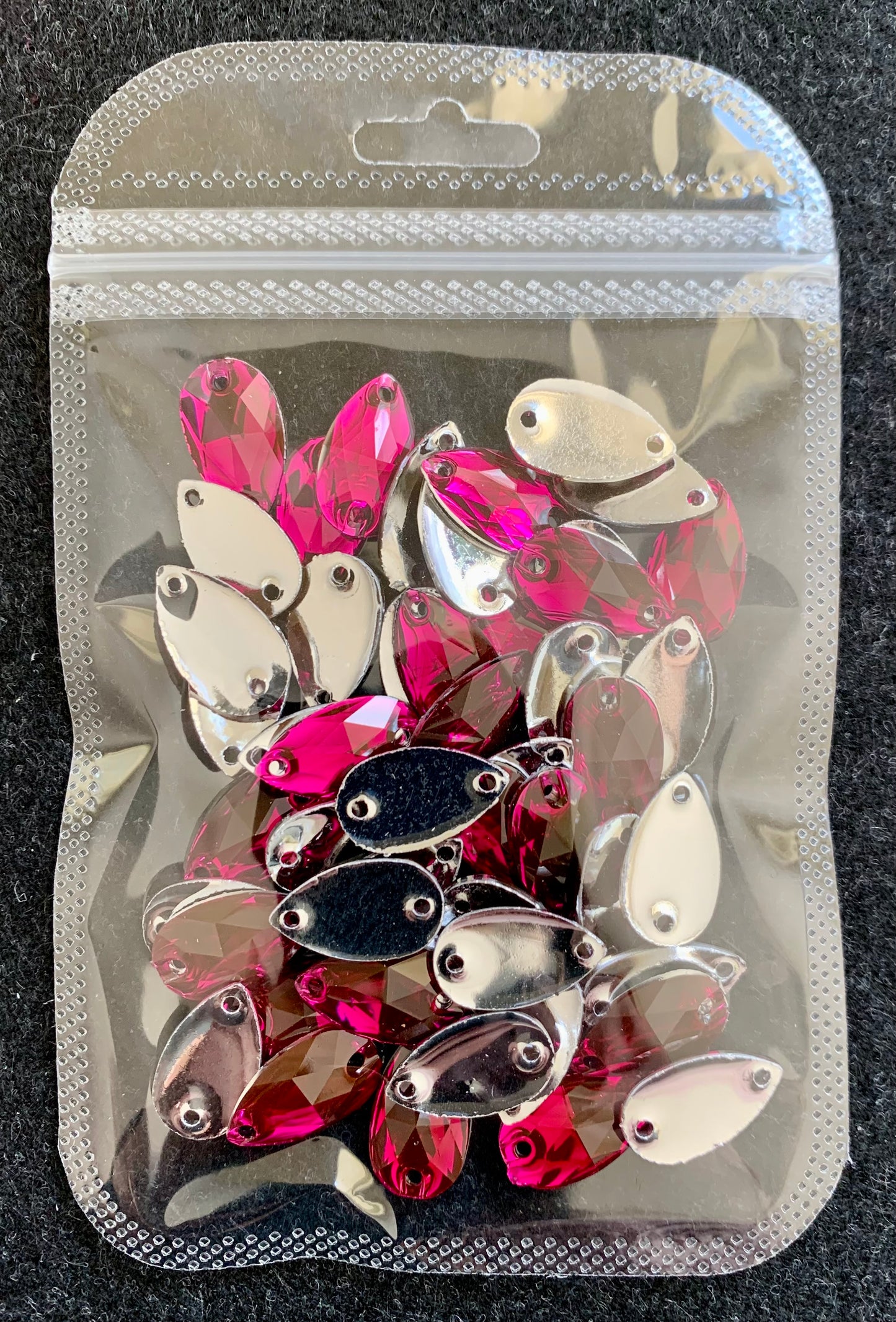 Teardrop Acrylic Sew On - Dark Rose