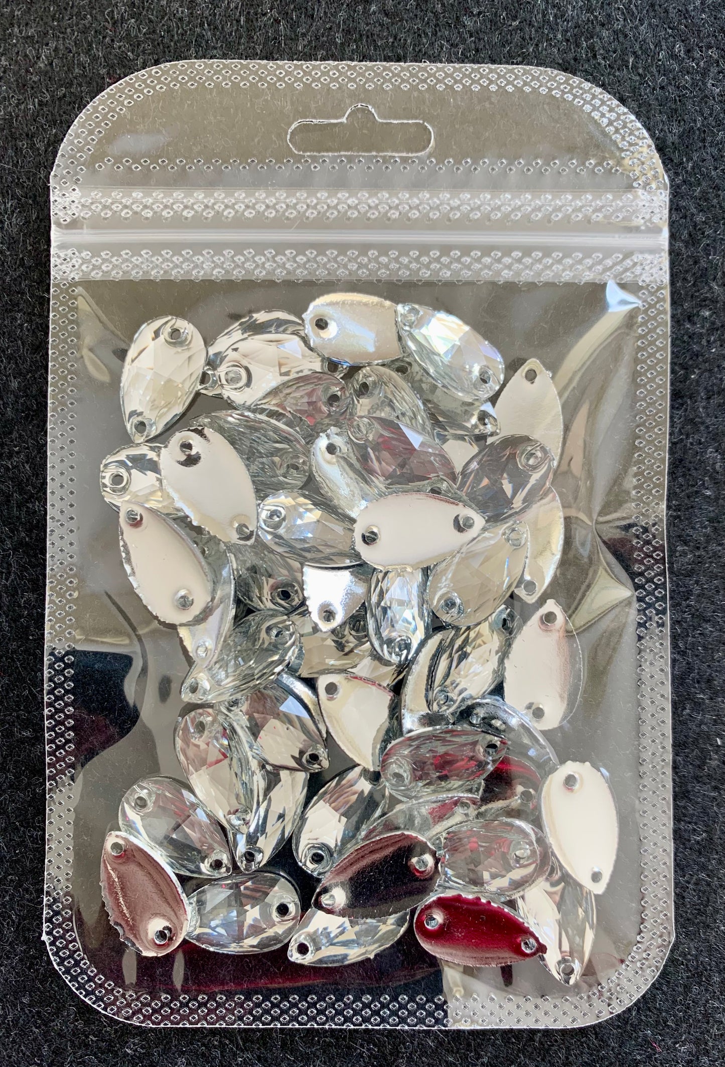 Teardrop Acrylic Sew On - - Clear Crystal
