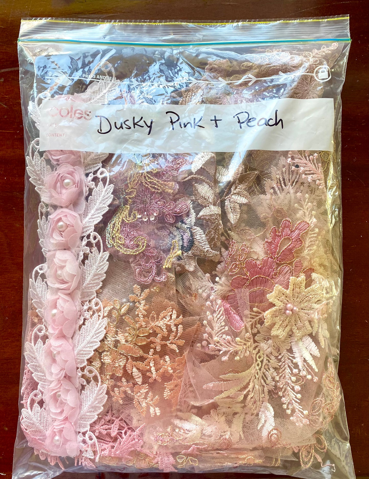 Lace Remnants -Dusky Pink and Peach Mix