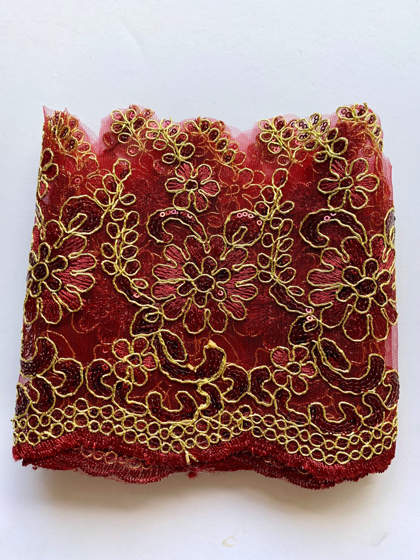 Posy Lace Border - Merlot