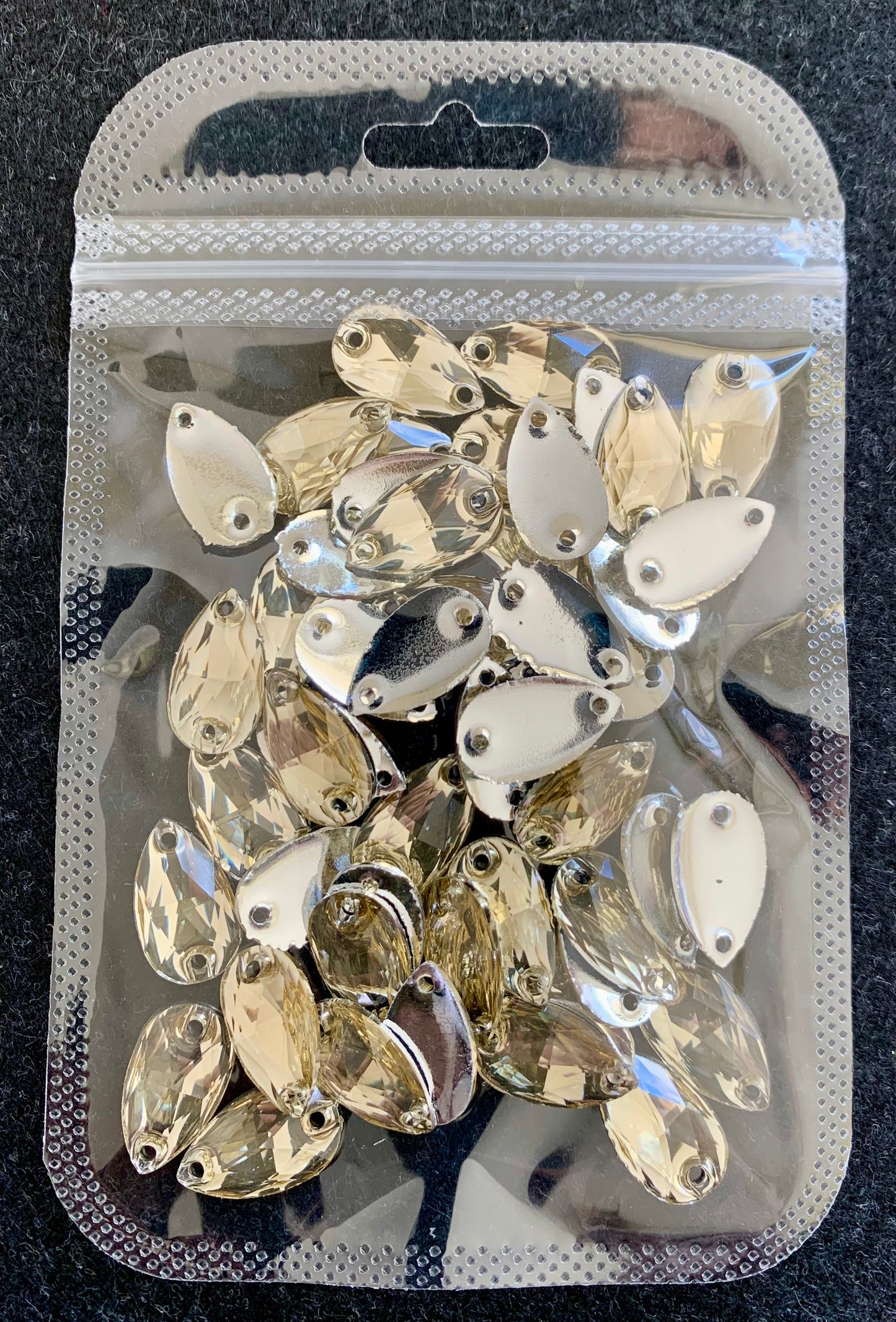 Teardrop Acrylic Sew On -Champagne