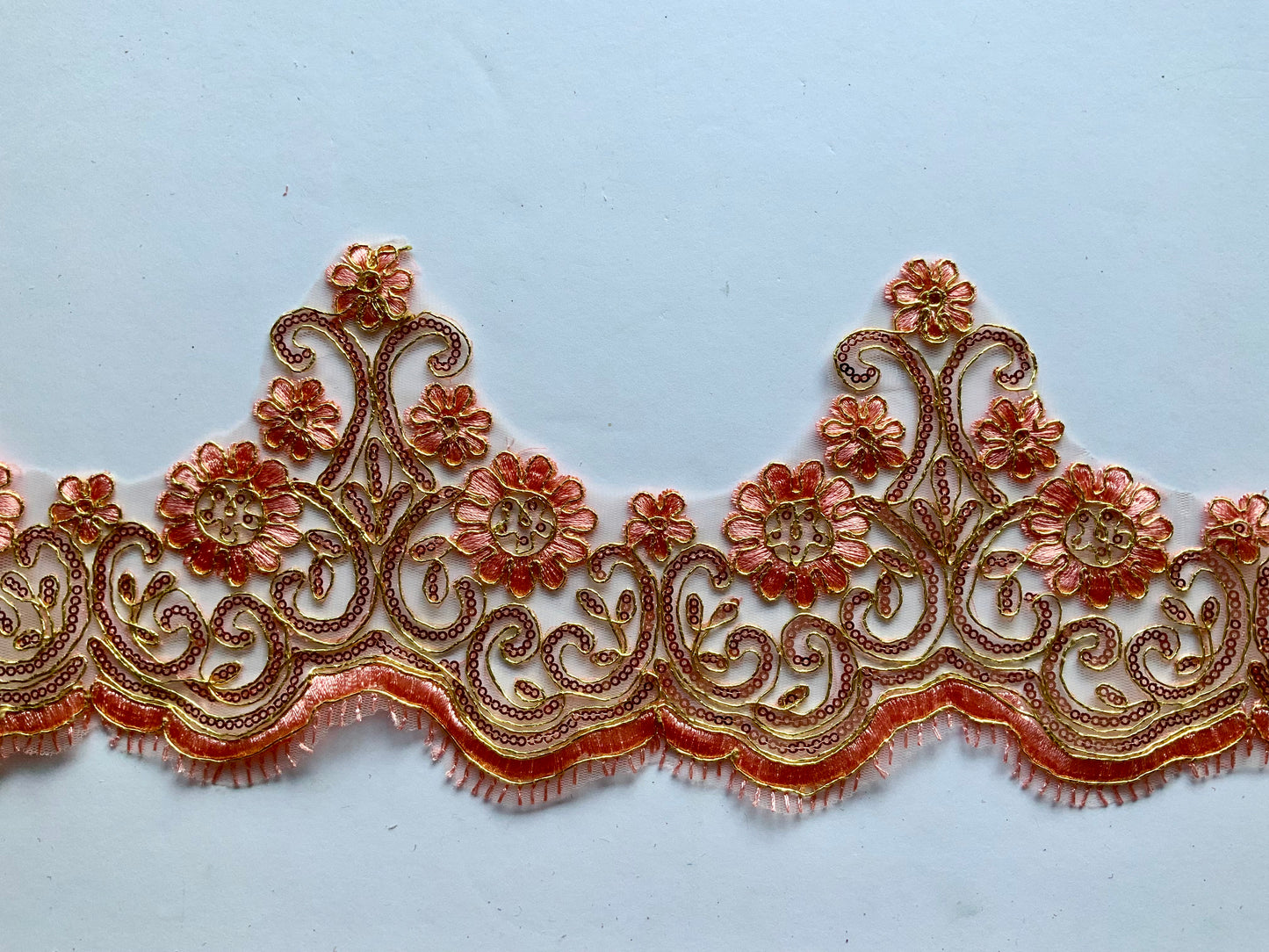 Lily Lace Border Trim- Peach