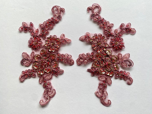 Dusky Pink Beaded Applique #1 - BL#13