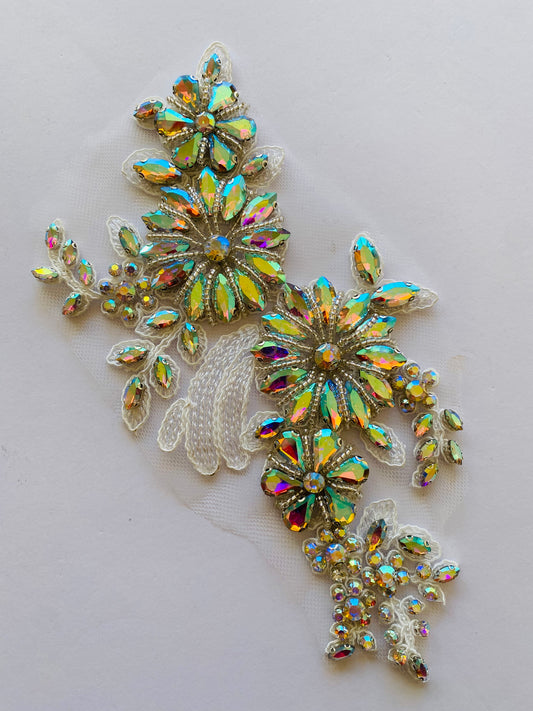 White AB Glass Beaded Applique - BL#31