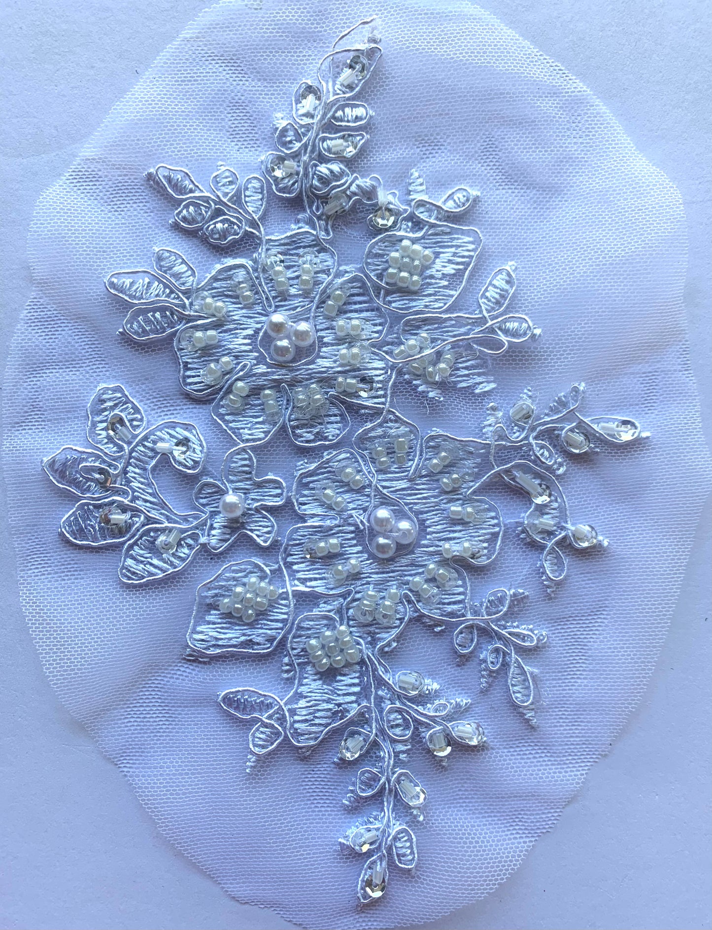 White Beaded Applique- #4 - BL#8