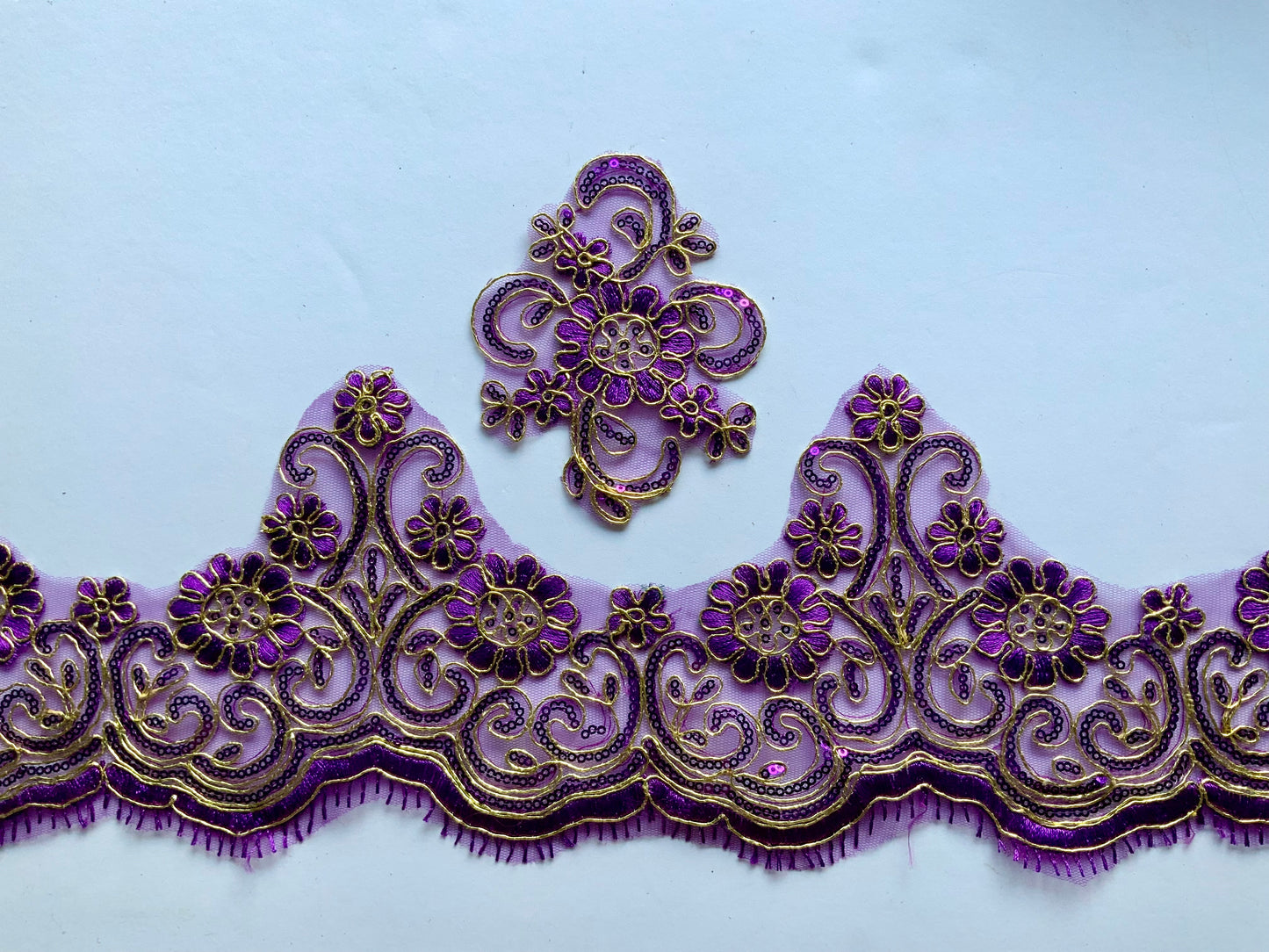 Lily Lace Border Trim- Purple