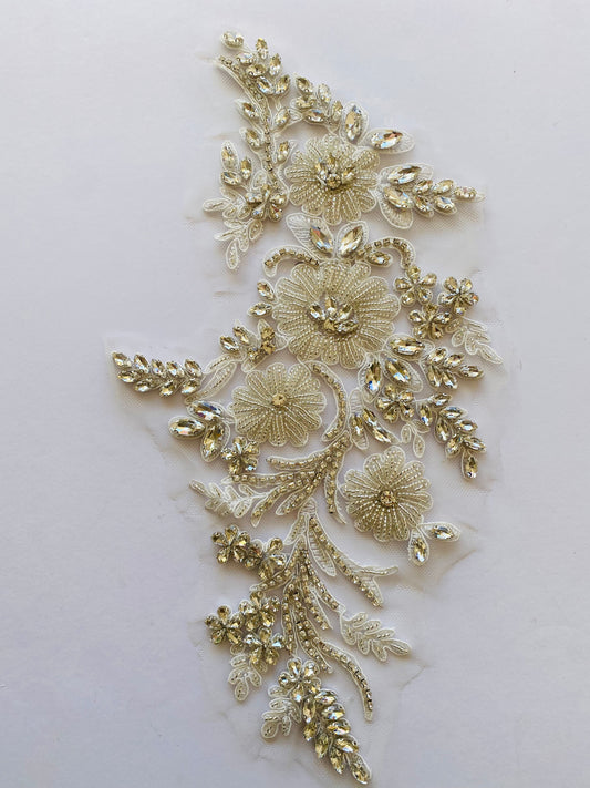 Beaded Glass White Applique - BL#32