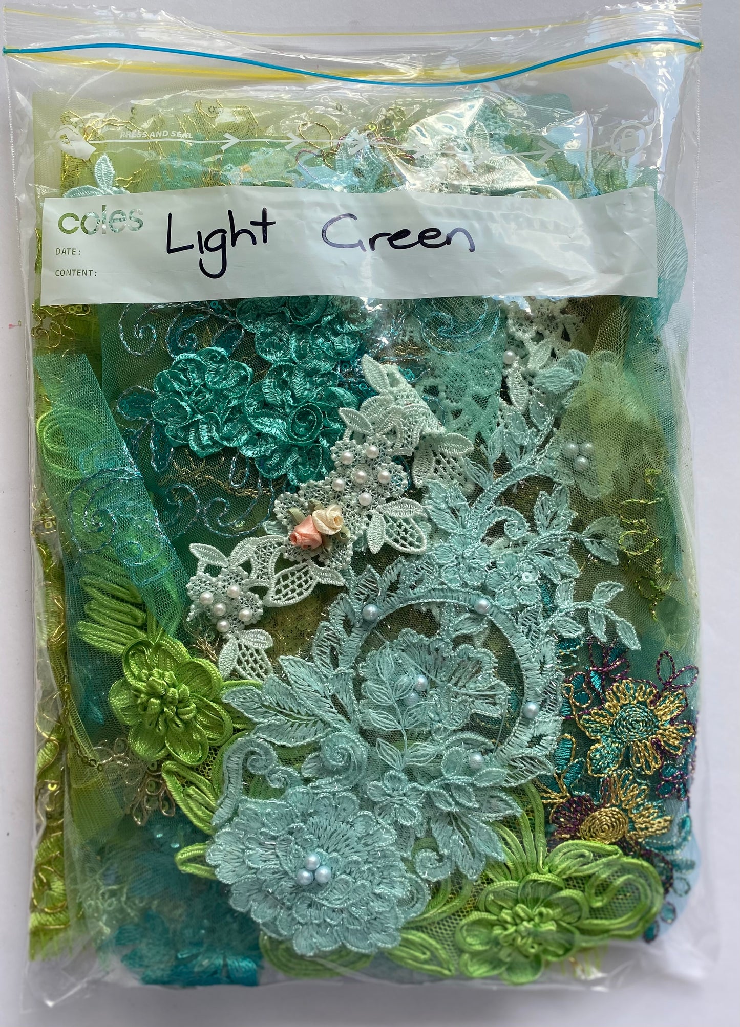 Lace Remnants -Light Green Mix