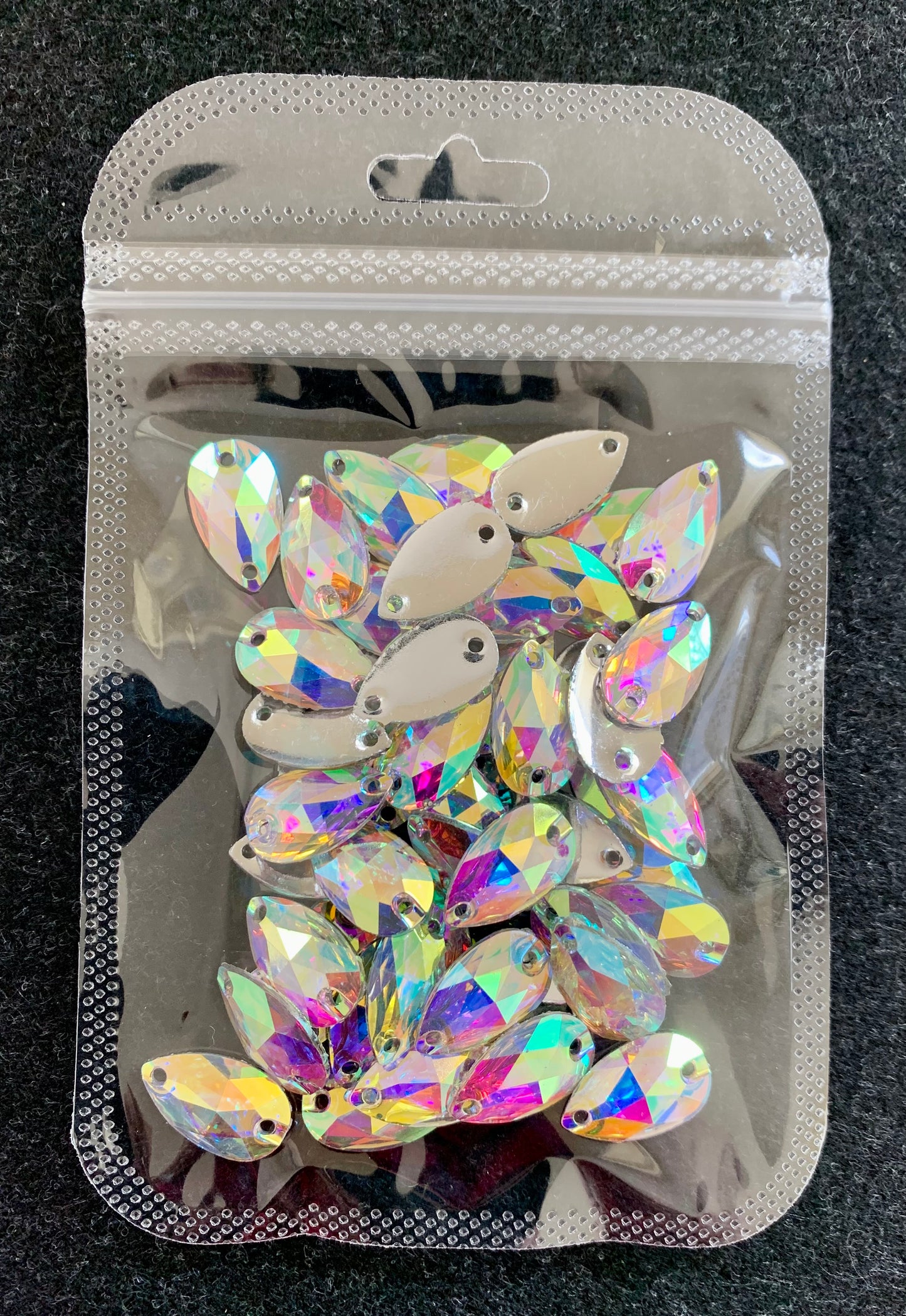 Teardrop Acrylic Sew On - AB Crystal