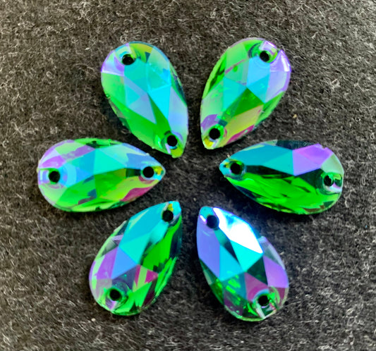 Teardrop Acrylic Sew On - Emerald AB