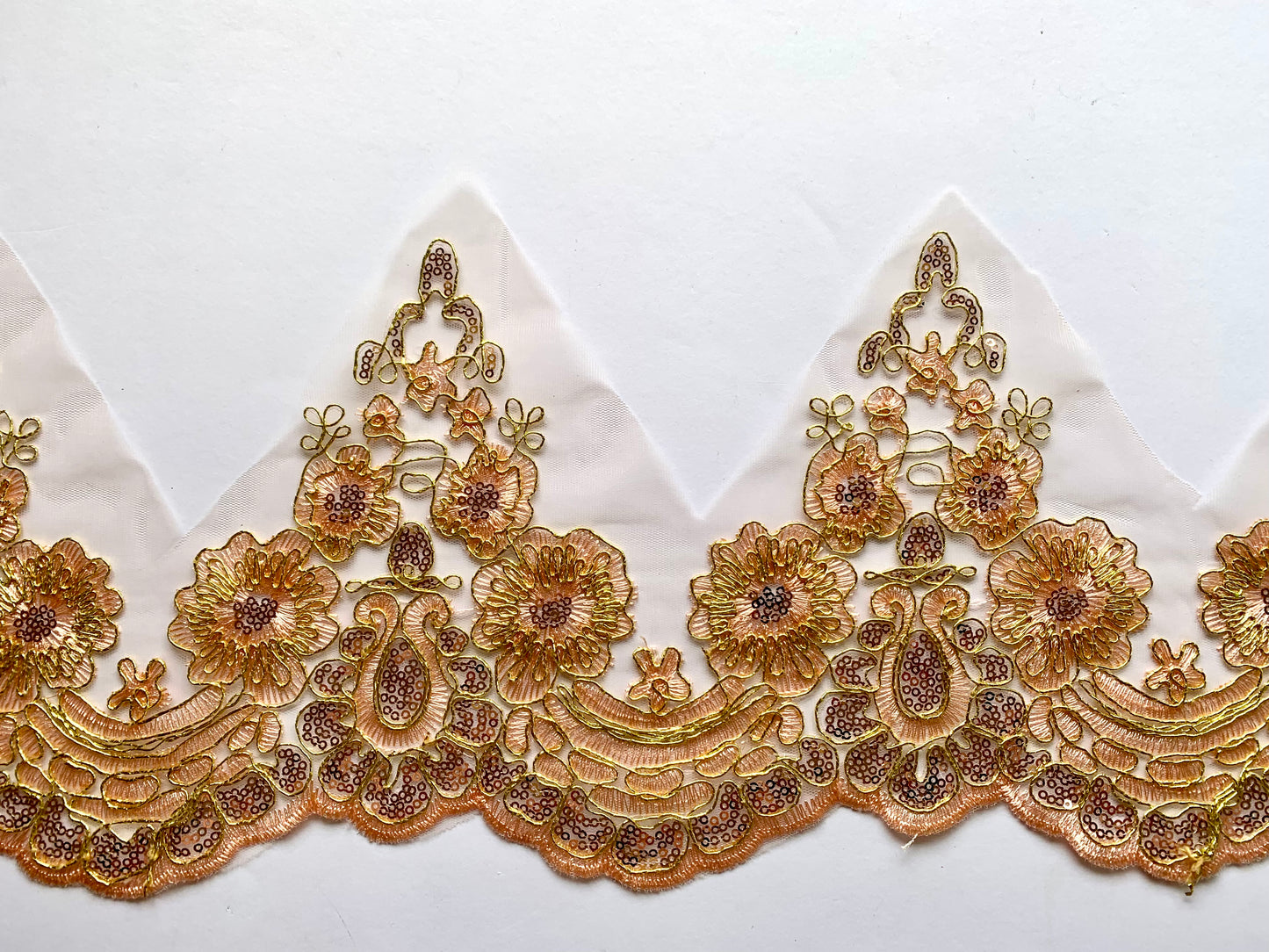 Ella Lace Border Trim -Peach