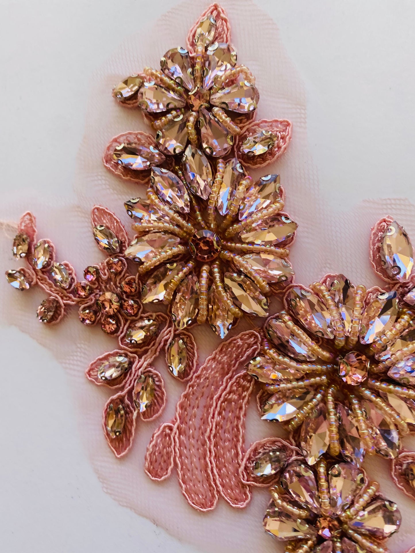 Pink Glass Beaded Applique - BL#31
