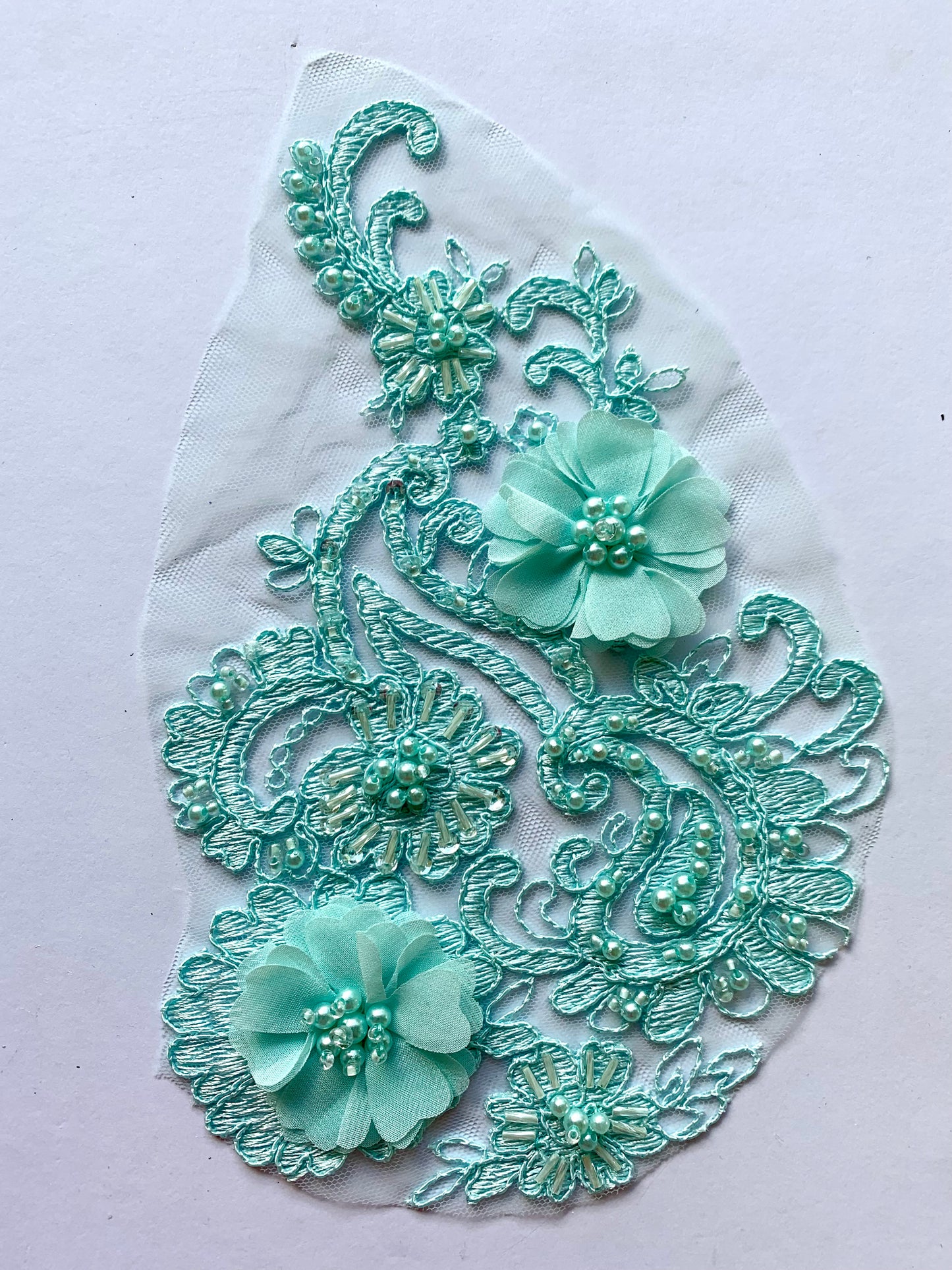 Pale Blue Beaded Applique #2 - BL#16
