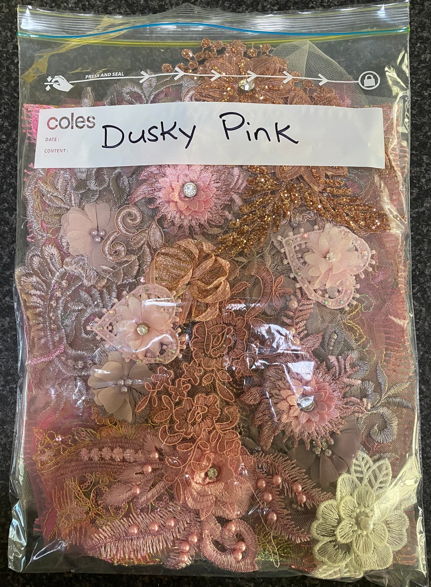 Lace Remnants -Dusky Pink and Peach Mix
