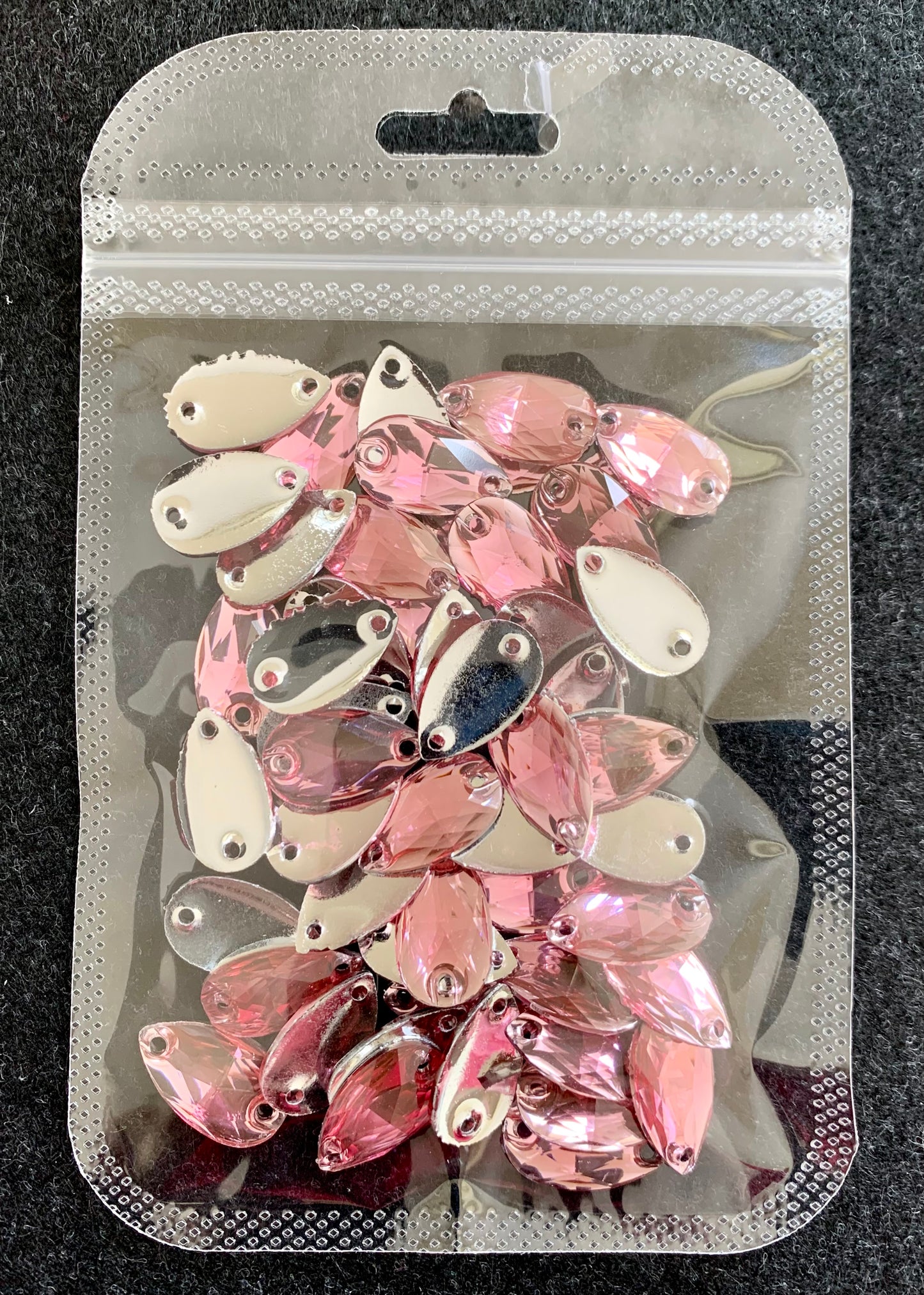 Teardrop Acrylic Sew On - Light Pink