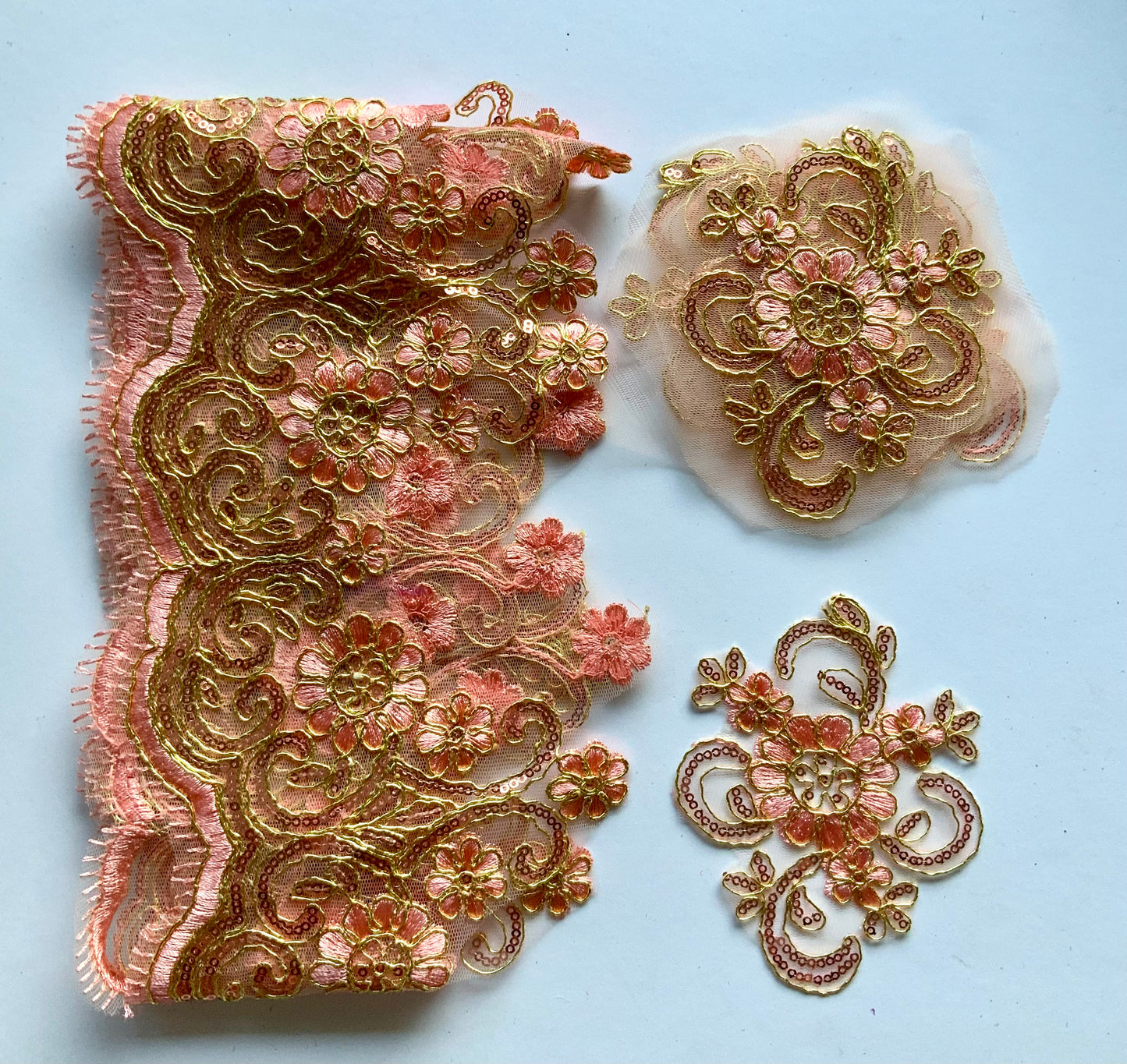 Lily Lace Border Trim- Peach