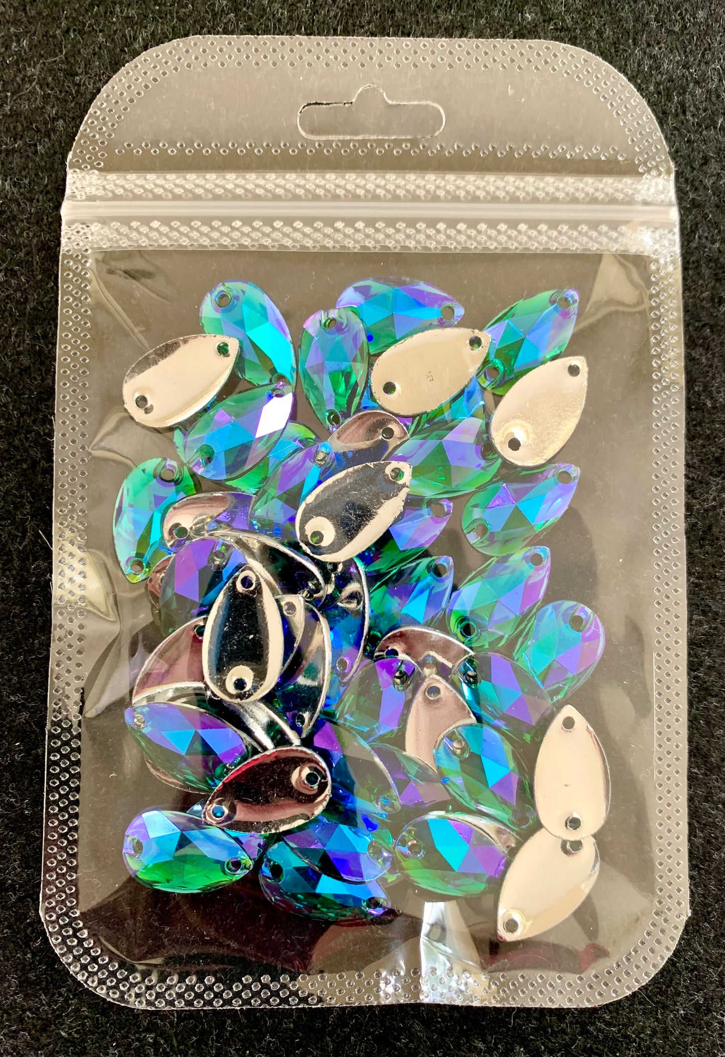 Teardrop Acrylic Sew On - Blue Zircon AB