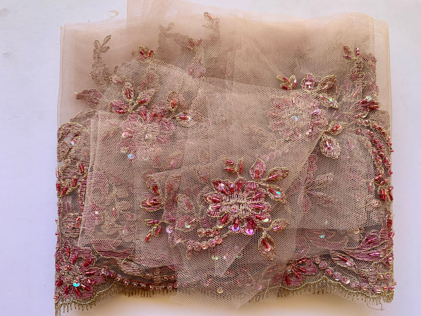 Delicate Beaded Lace Border -Light Dusky Mauve