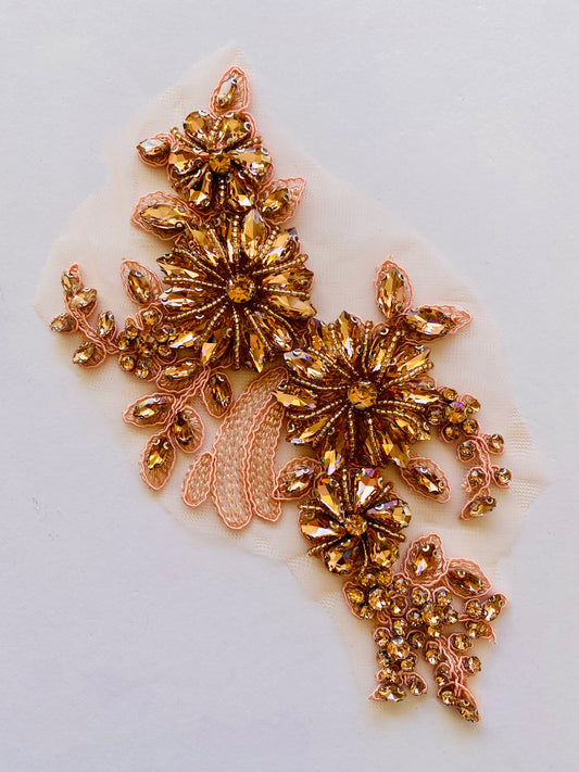 Peach Glass Beaded Applique - BL#31