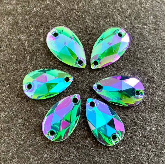Teardrop Acrylic Sew On -  Blue Zircon AB