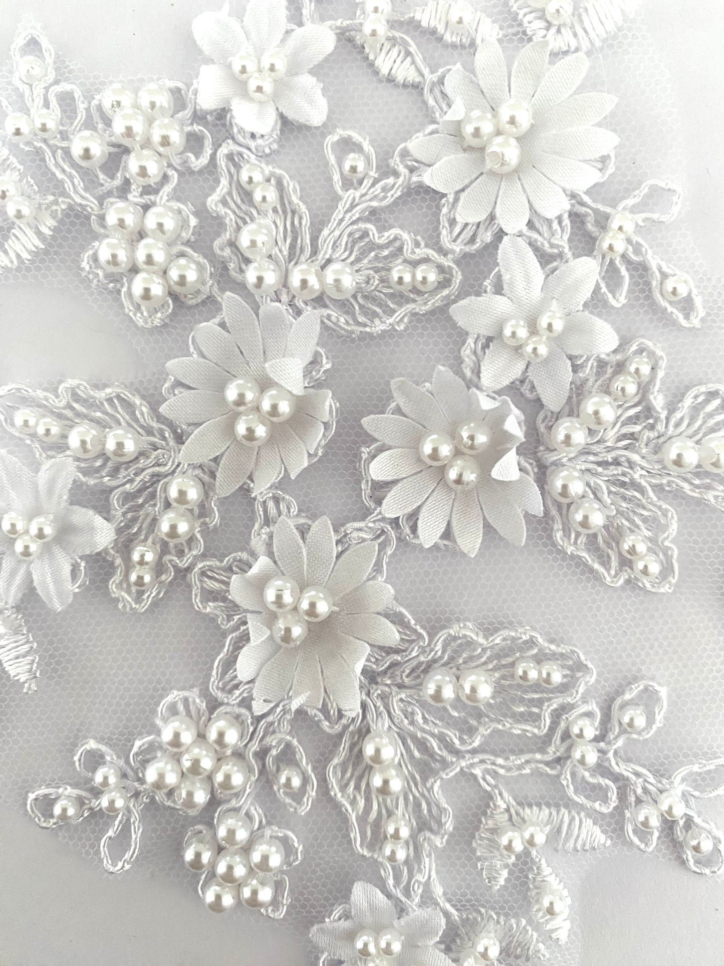 White Beaded Applique Pair - BL#28