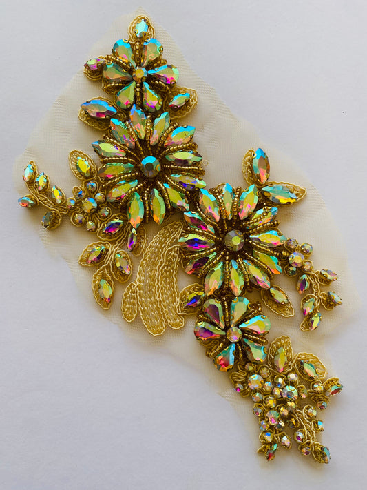 Gold AB  Glass Beaded Applique - BL#31