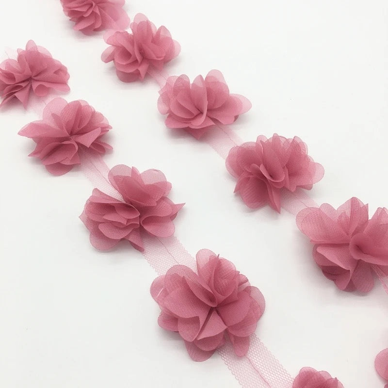 Chiffon Flower Trim - 10 Colours-#CFT10