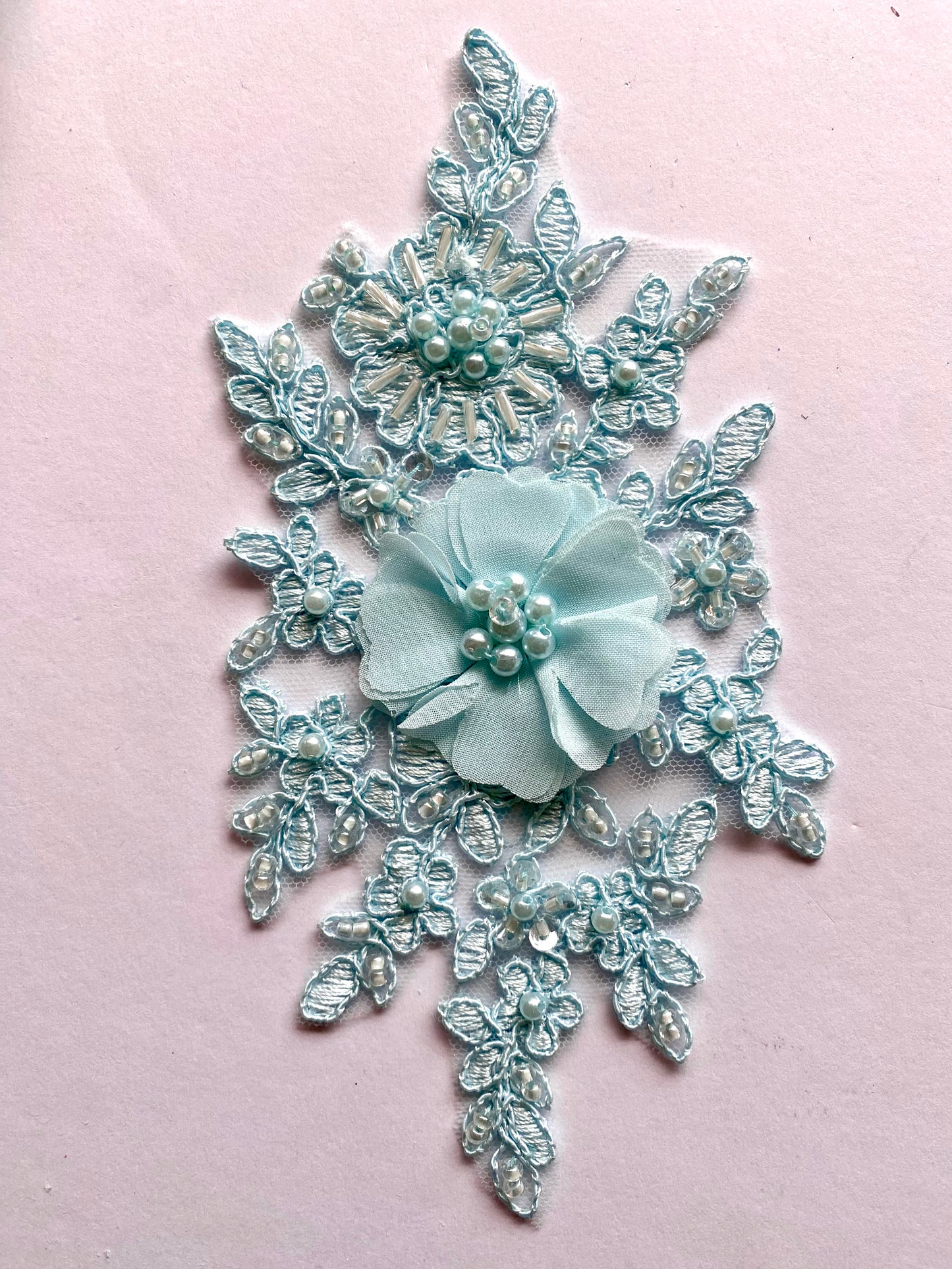 Pale Blue Beaded Appliqué #1 - BL#15
