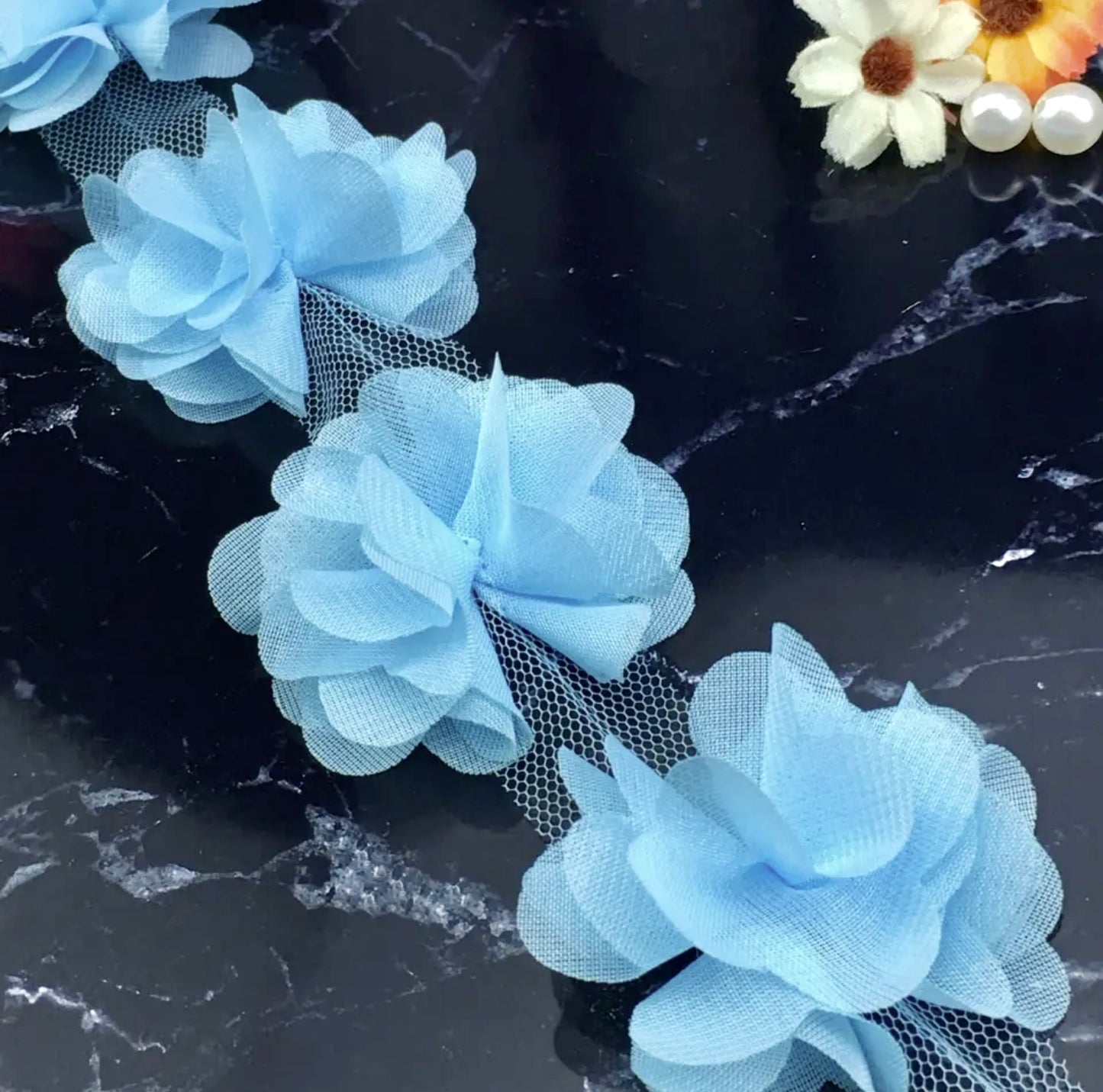 Chiffon Flower Trim - 10 Colours-#CFT10