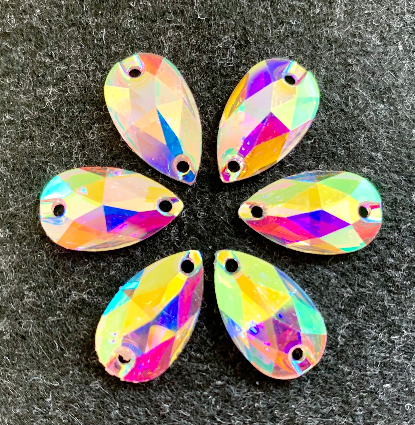 Teardrop Acrylic Sew On - AB Crystal