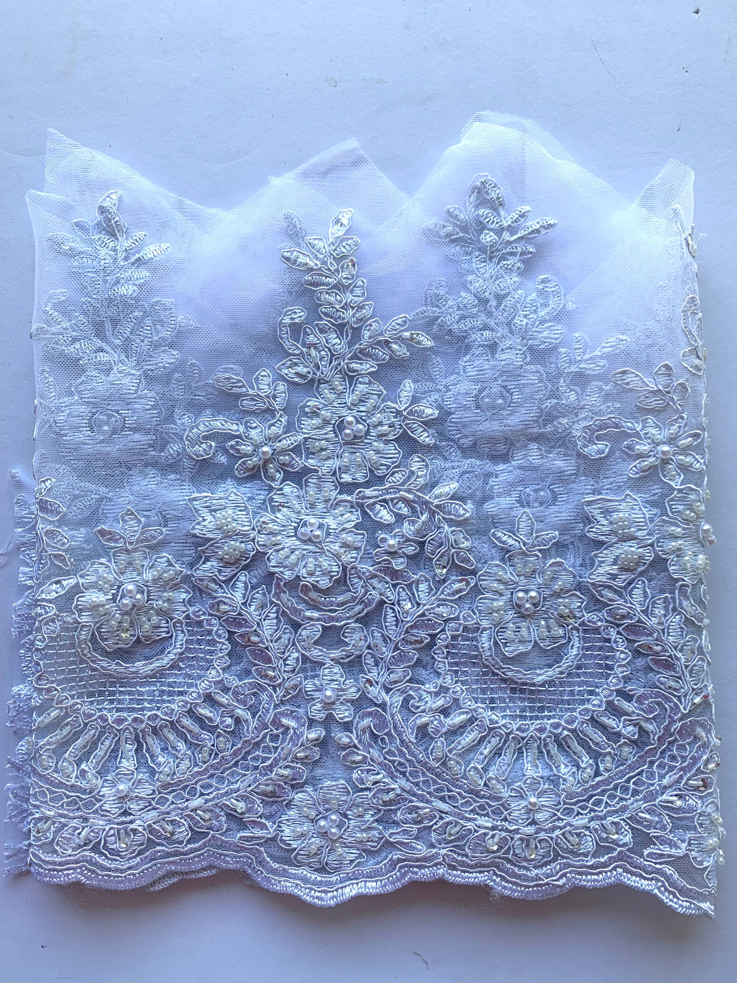 White Beaded Lace Border Trim- #4 -BBT#15