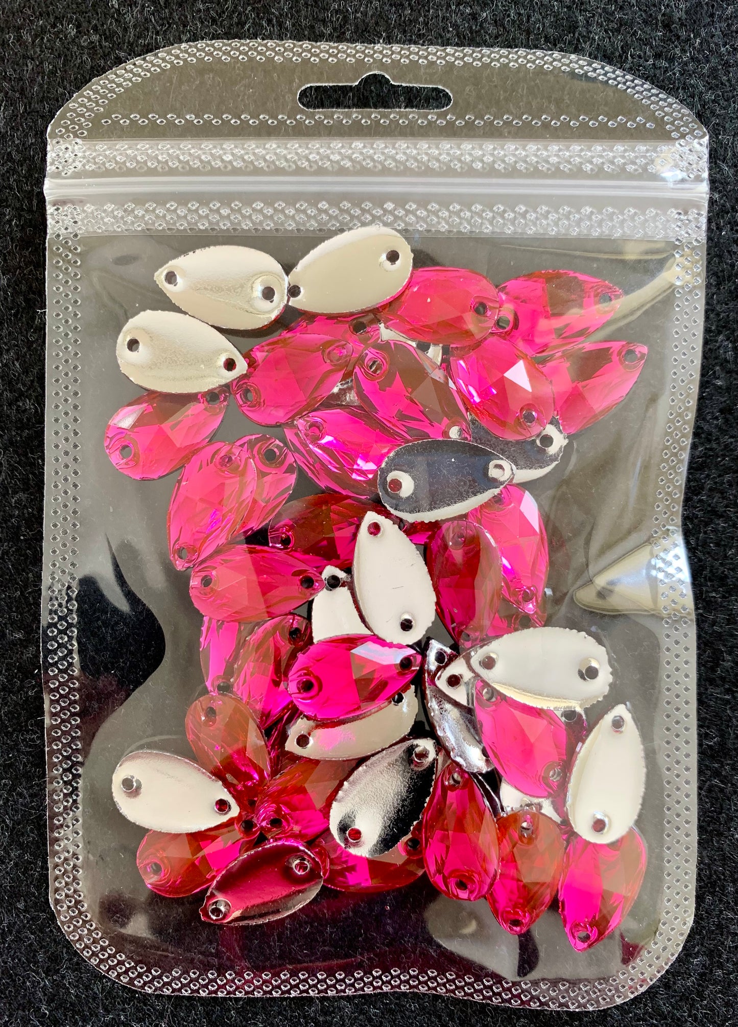 Teardrop Acrylic Sew On - Rose