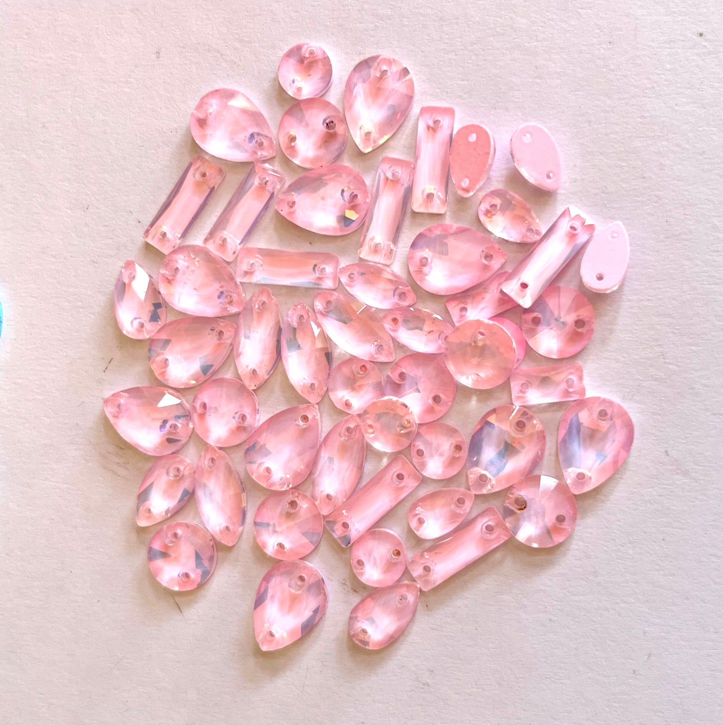 Mocha Opal Pink - Mixed Glass Shapes