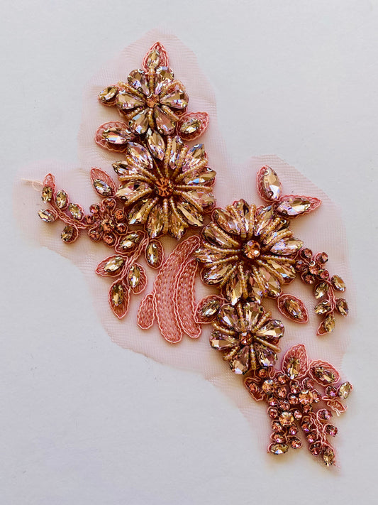 Pink Glass Beaded Applique - BL#31