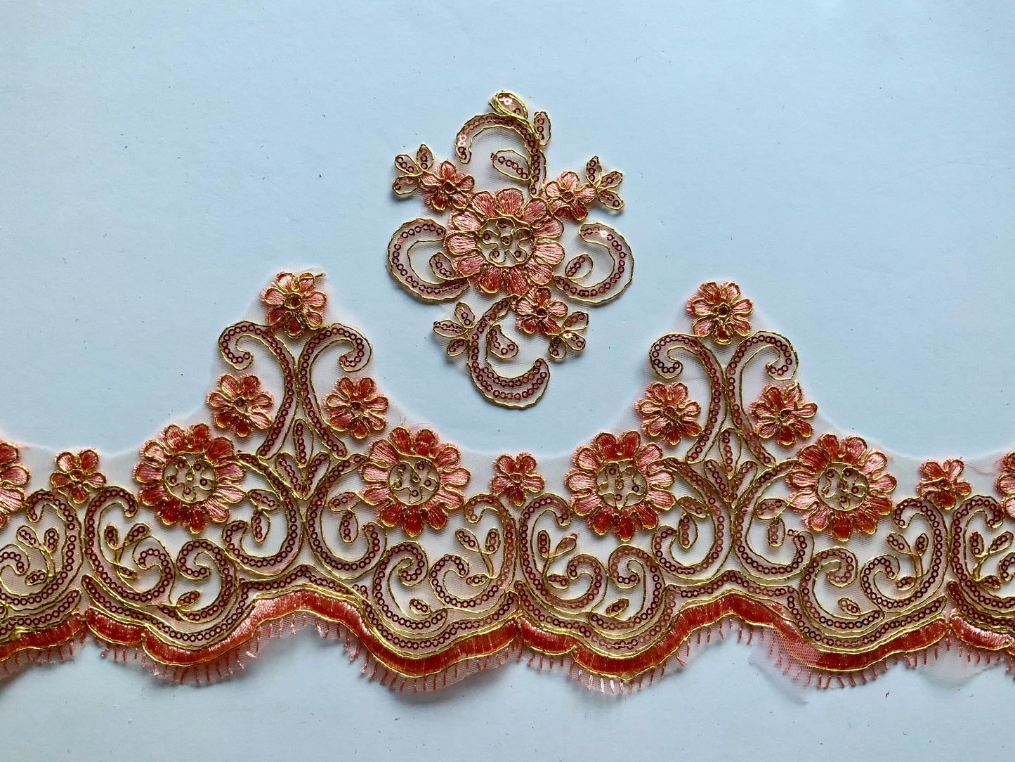 Lily Lace Border Trim- Peach