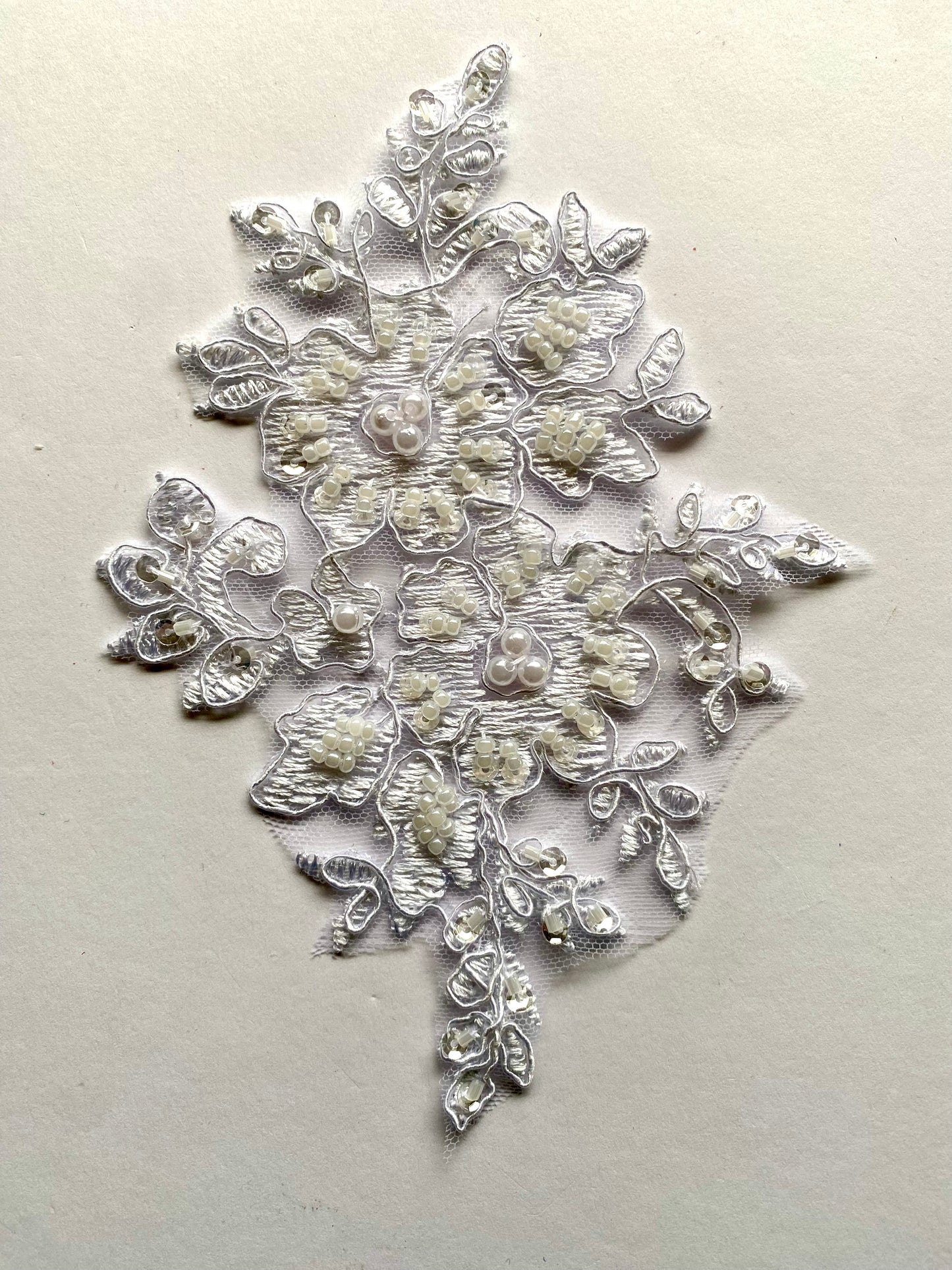 White Beaded Applique- #4 - BL#8
