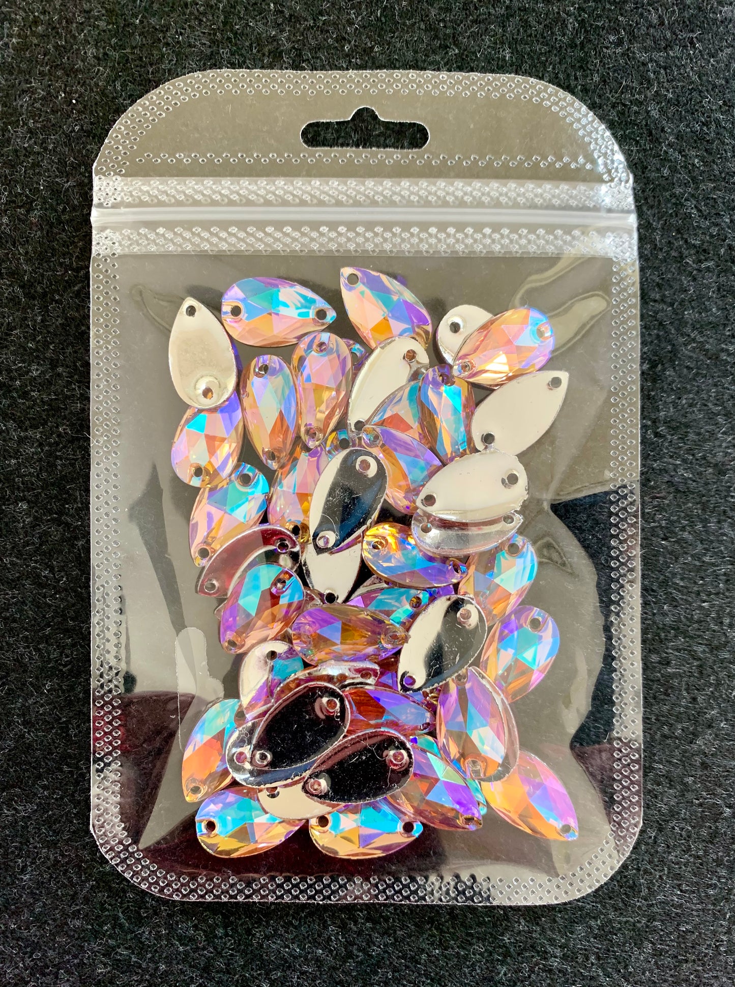 Teardrop Acrylic Sew On - Pink AB