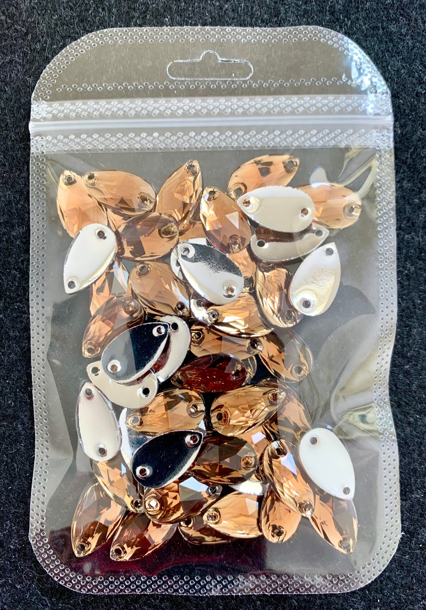 Teardrop Acrylic Sew On - Coffee