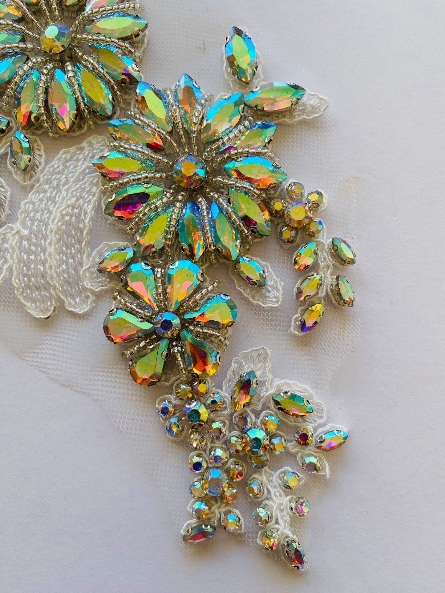 White AB Glass Beaded Applique - BL#31