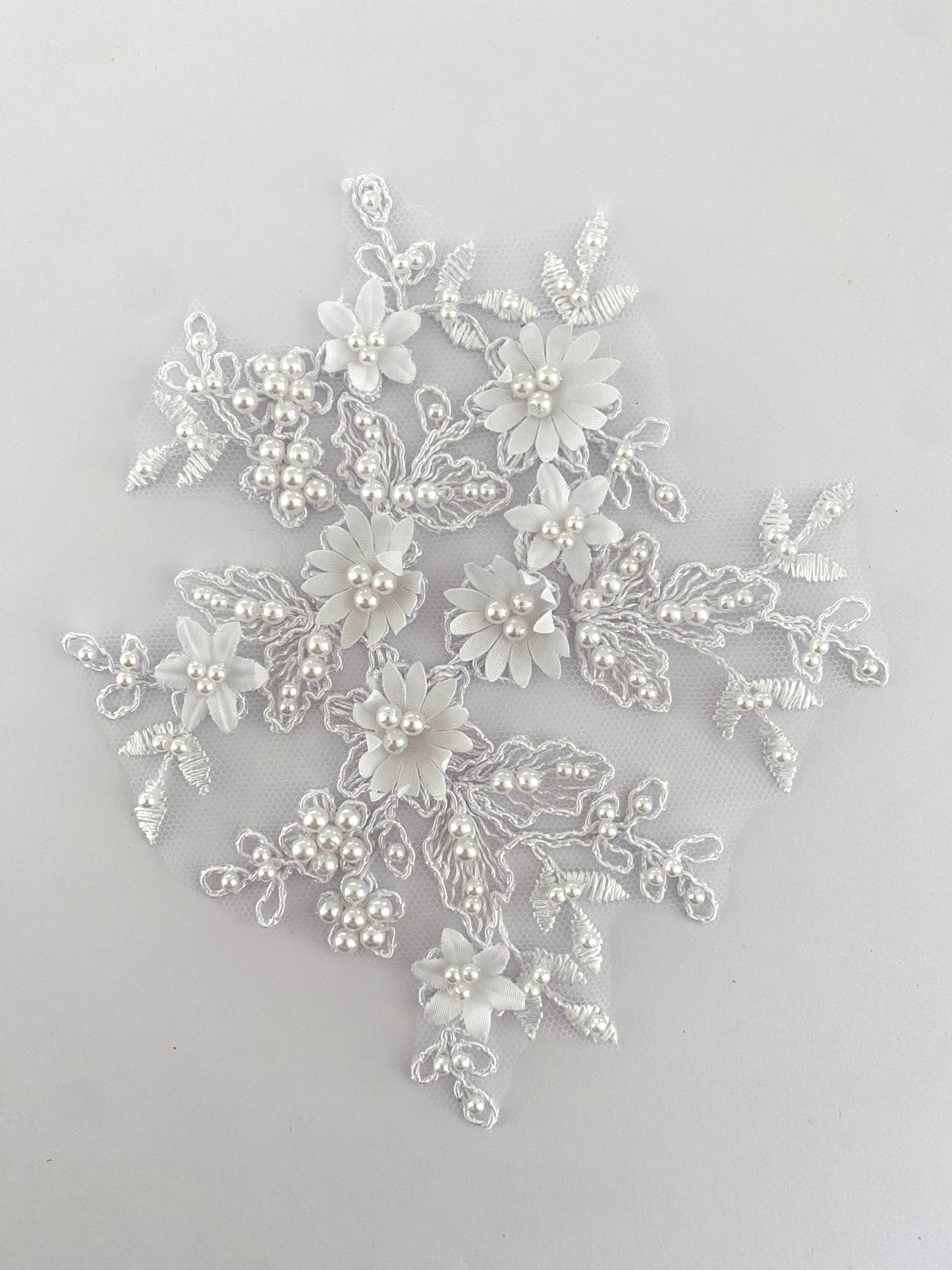 White Beaded Applique Pair - BL#28