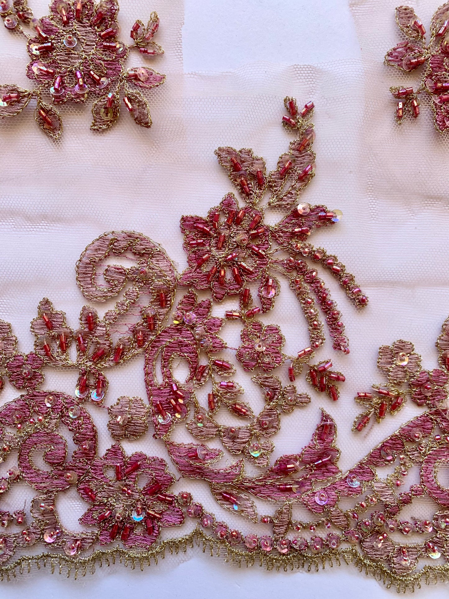 Delicate Beaded Lace Border -Light Dusky Mauve