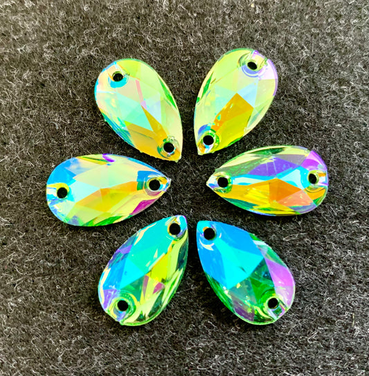 Teardrop Acrylic Sew On - LT Peridot AB