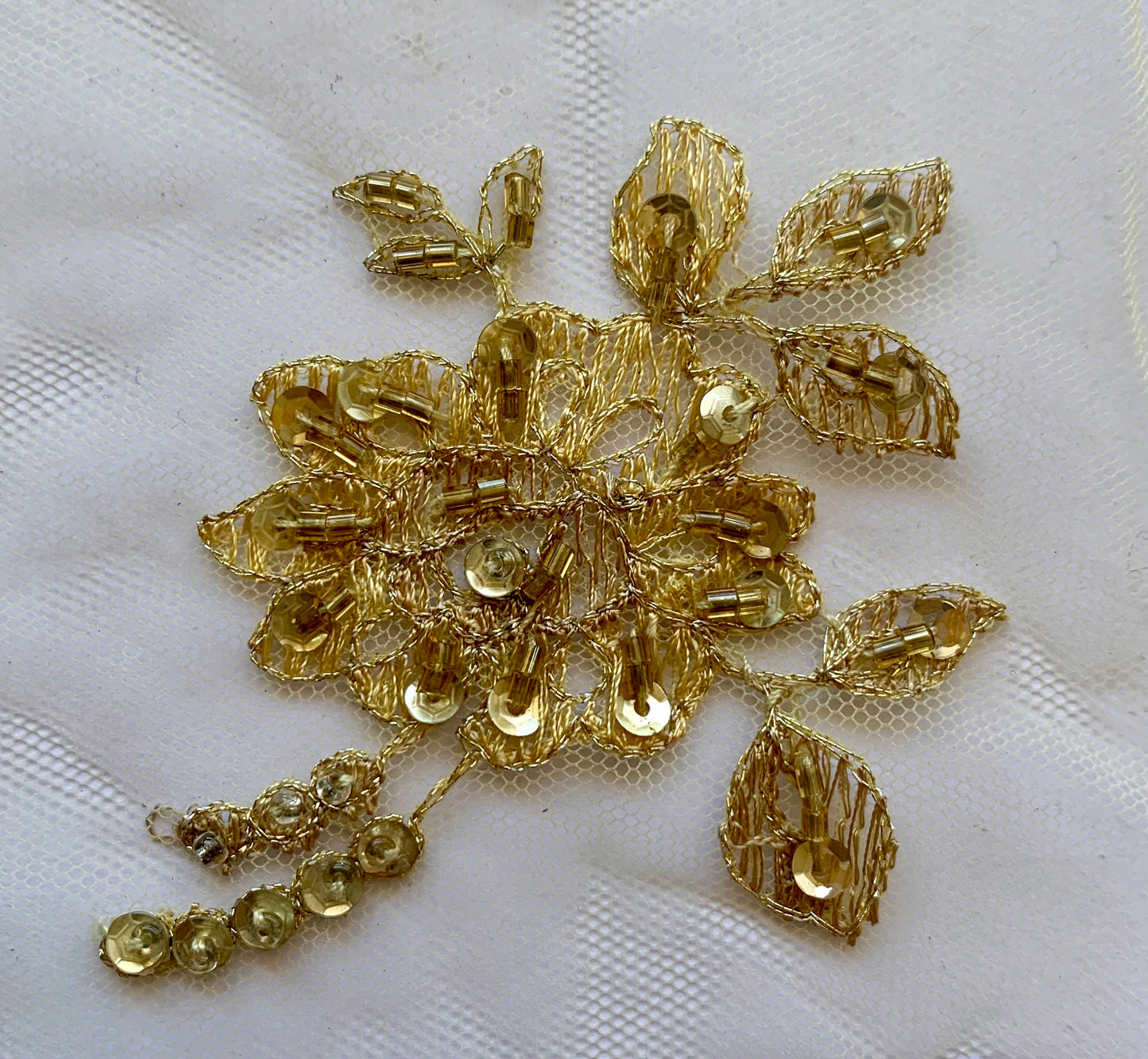 Delicate Beaded Lace Border - Light Gold