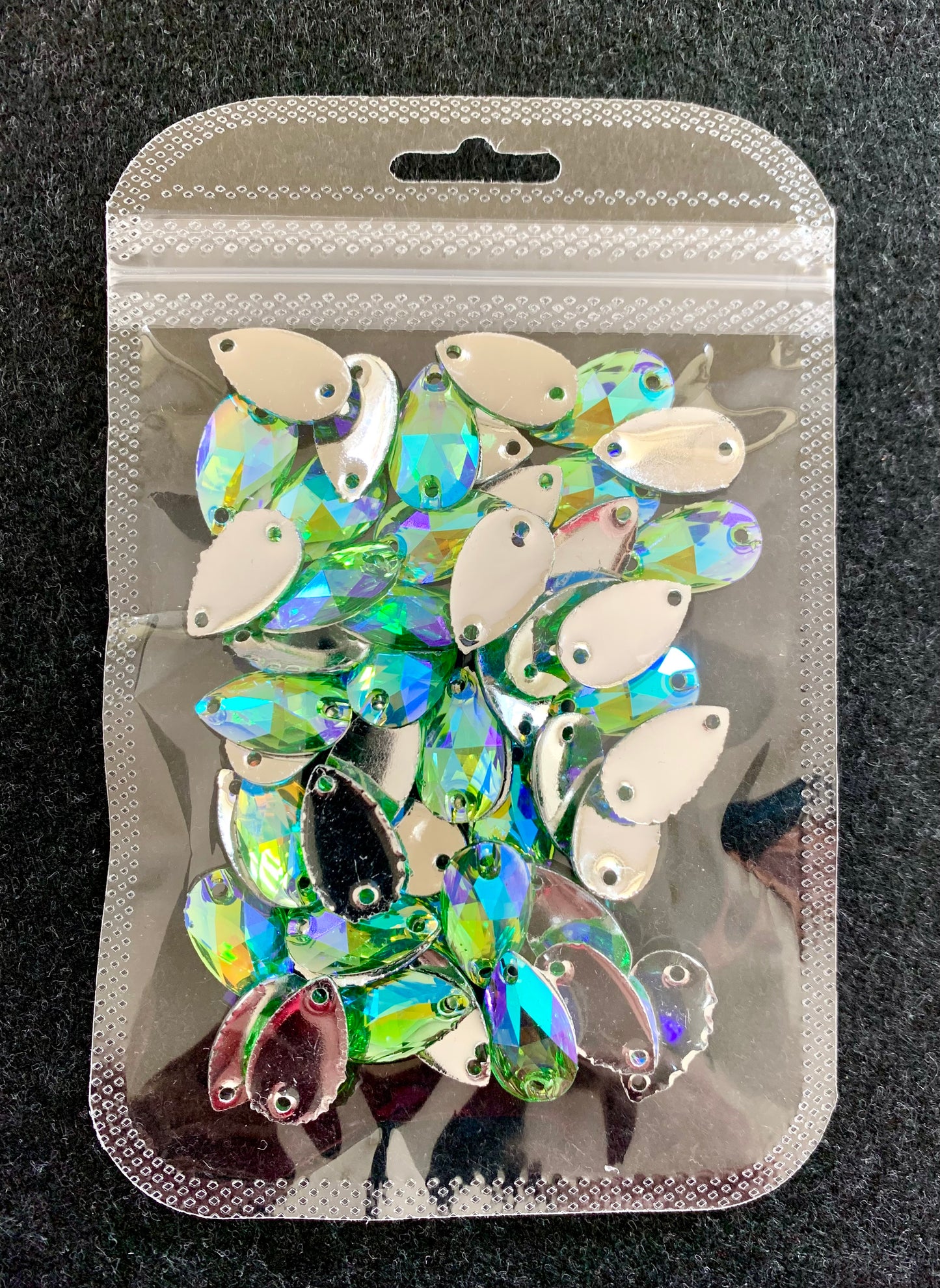 Teardrop Acrylic Sew On - LT Peridot AB
